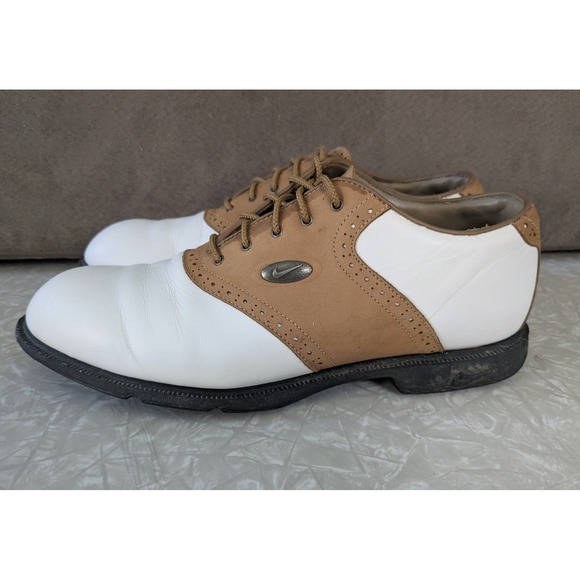 Nike Other - Nike Zoom Air Kempshall Golf Shoes White Tan Saddle Oxford Spikeless Vintage Sz8
